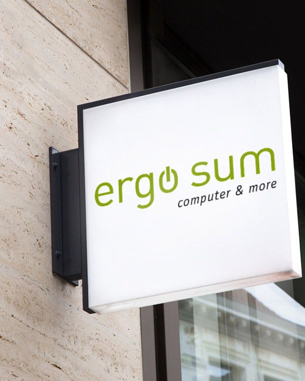 The corproate design (logo) of ergo sum Mainz GmbH is a creation and reference of WOA Design Agency