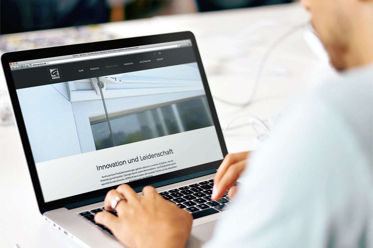 Webdesign für die Homepage von Aerolux GmbH als Referenz der WOA Webdesign-Agentur