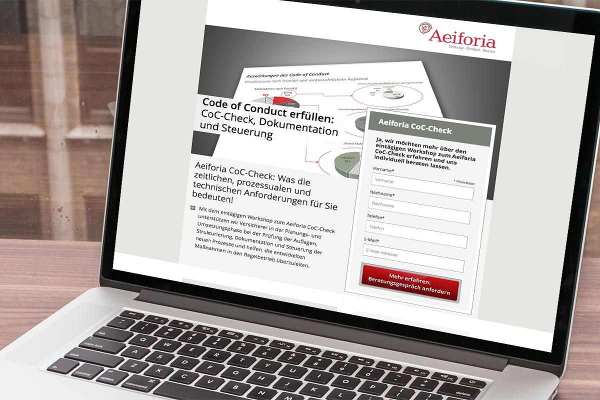 Web design for landing page Code of Conduct-Check for Aeiforia GmbH as reference of WOA web design agency