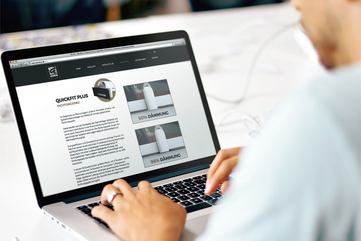 Webdesign für die Homepage von Aerolux GmbH als Referenz der WOA Webdesign-Agentur