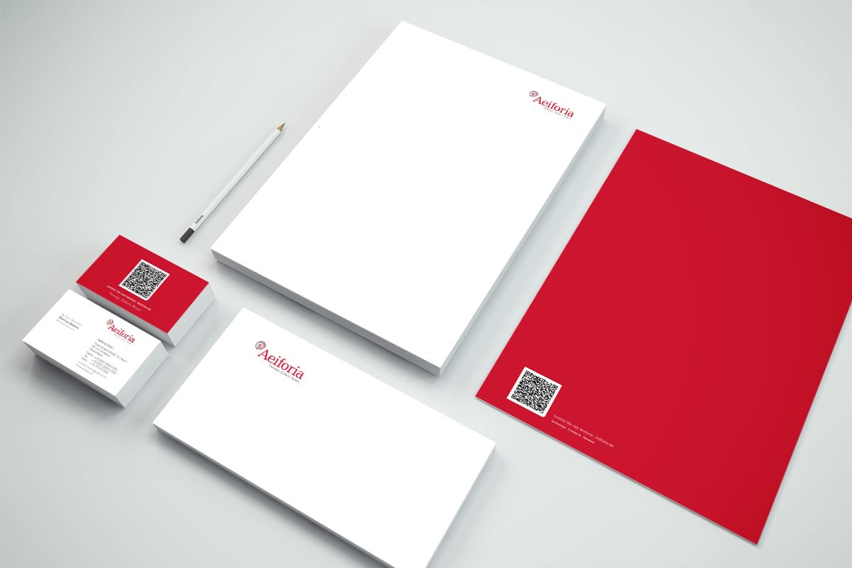 The business stationery for Aeiforia GmbH is a creation and reference of the WOA design agency.